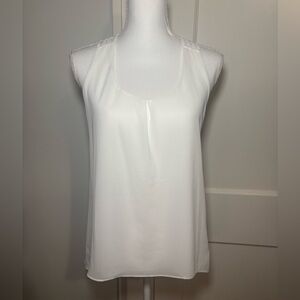 Naked Zebra White Tank Top with Scoop Neck and Flowing Silhouette